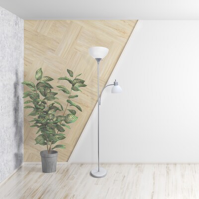 Creekwood Home Essentix 71.5" Floor Lamp with Dome Shade, Silver (CWF-3000-SL-LB)