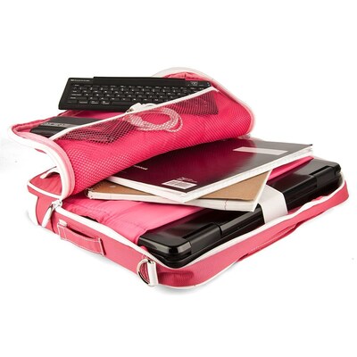 Vangoddy Pindar Laptop Sleeve Messenger Shoulder Bag Fits up to 13" Laptops - Medium (Pink and White)