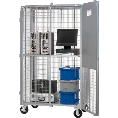 Global Industrial Fold-Up Security Truck, 27"W x 44-1/3"L x 76"H, 2000 Lb. Capacity, Gray (912114)