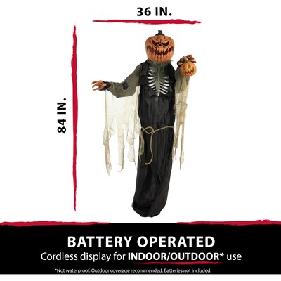 Haunted Hill Farm Life-Size Poseable Pumpkin Man (HHPUMP-2FLS)