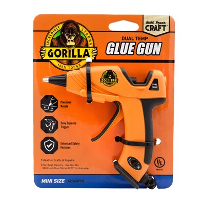 Gorilla Dual Temp Mini Glue Gun, Orange/Black (115887)