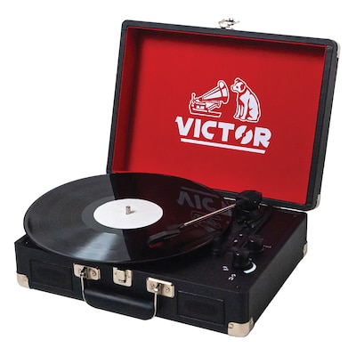 Victor Metro Dual-Bluetooth Belt-Drive Suitcase Turntable, Black (VSRP-800-BK)