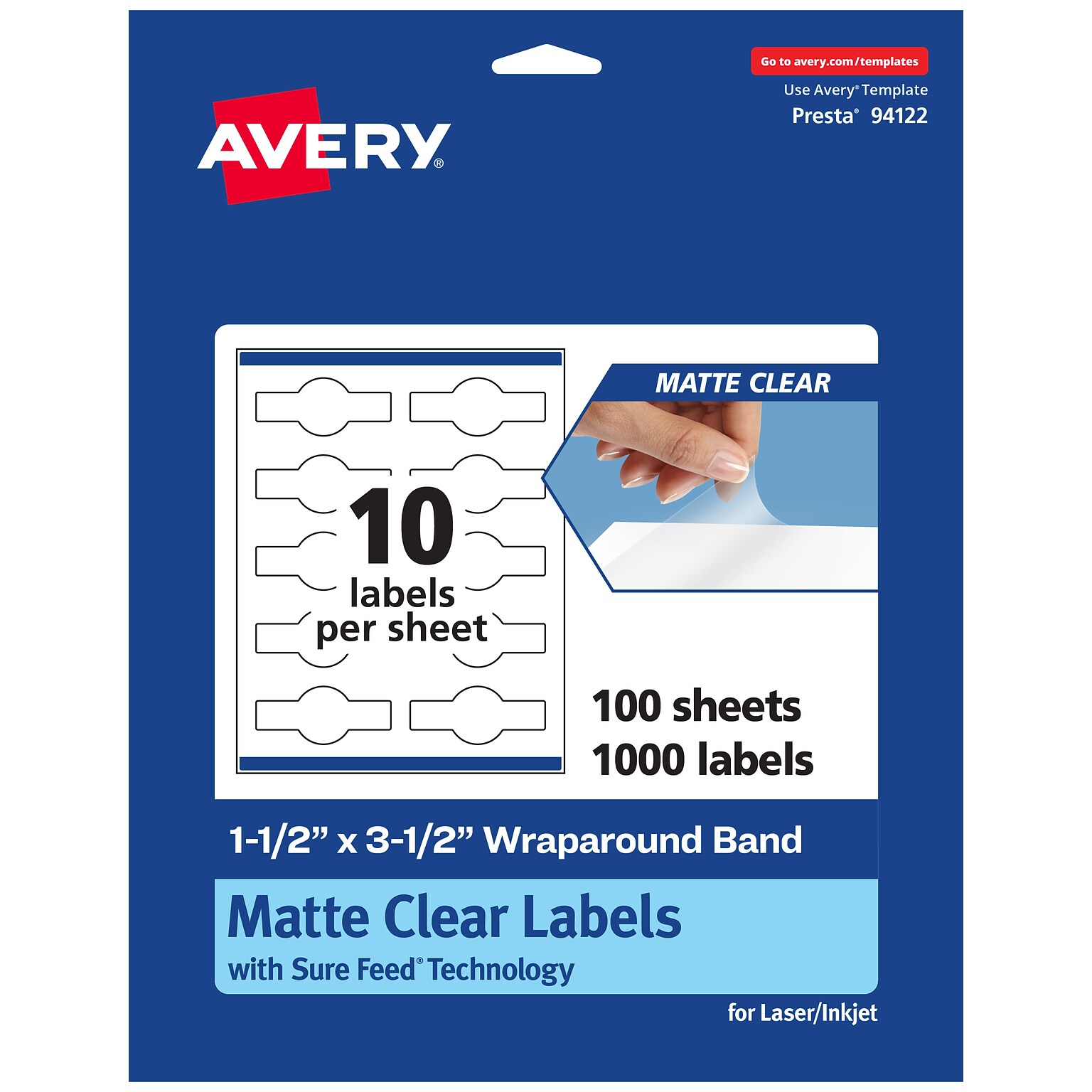 Avery Laser/Inkjet Decorative Edge Multipurpose Labels, 1-1/2 x 3-1/2, Clear, 1000/Box (94122)