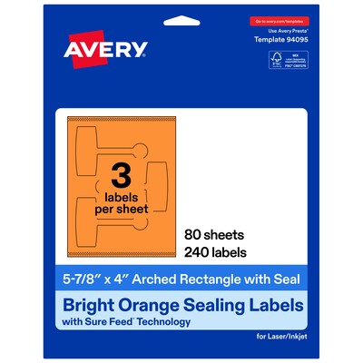 Avery Laser/Inkjet Multipurpose Labels, 5-7/8 x 4, Bright Orange, 240 Labels/Box (19479370795)