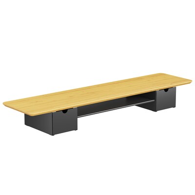 Mount-It! Extra Wide Monitor Riser with Drawers and Shelf, Holds up to 66 lbs., Bamboo, (MI-7369)