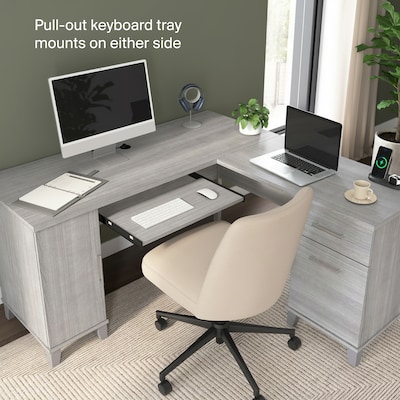 Bush Home Somerset 60"W L Shaped Office Desk with Storage, Platinum Gray (WC81230K)