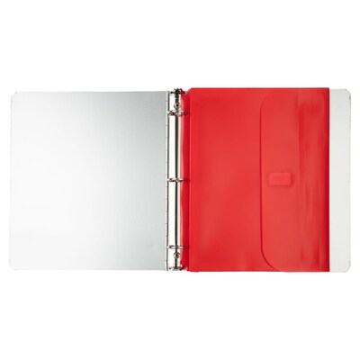 JAM Paper Plastic Binder Pocket, Red, 3/Pack (218VB1REX3)