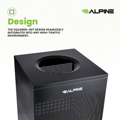 Alpine Industries Stainless Steel Trash Can, 40 Gallon, Black (ALP438-40-BLK-MK)