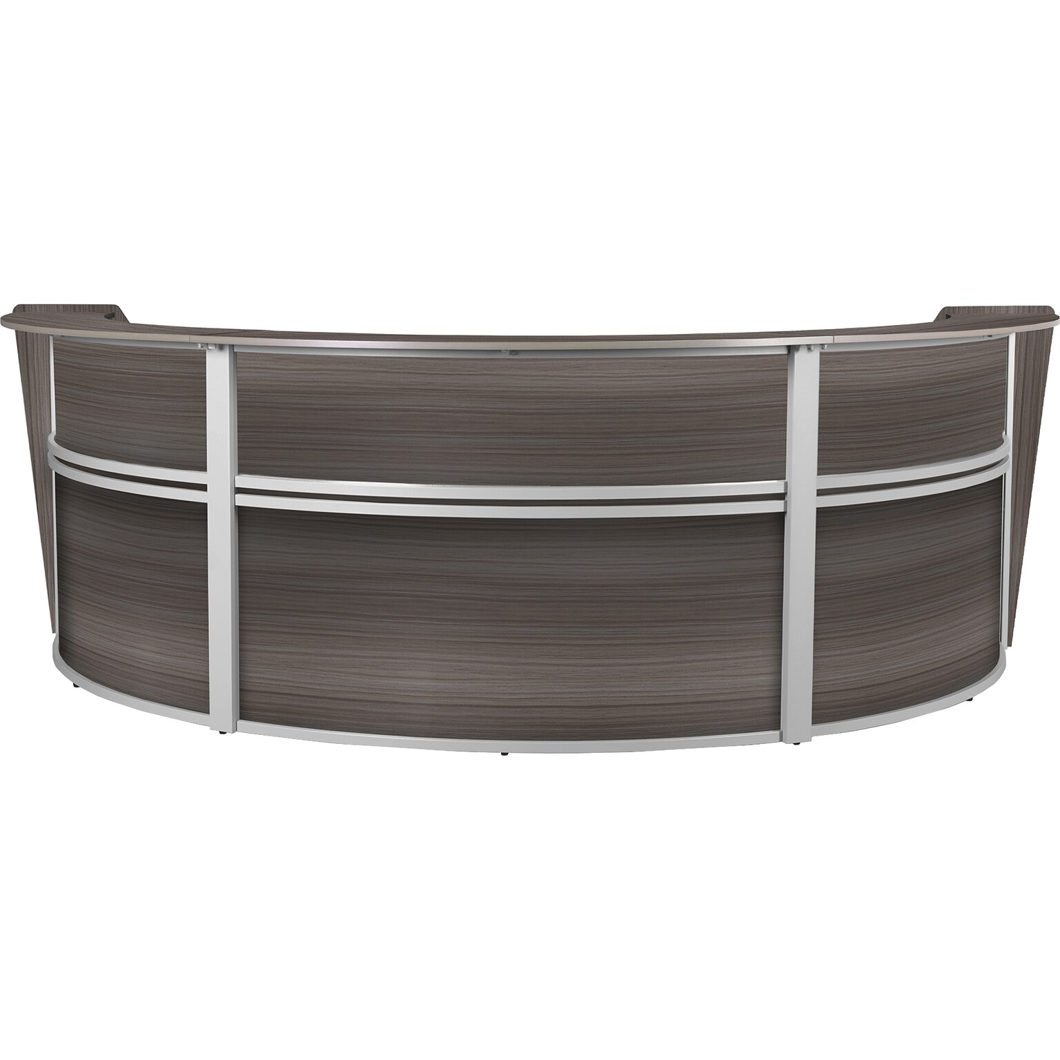 Regency Marque 144W Curved Reception Desk Workstation, Driftwood Gray (77293GY)