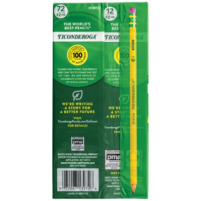 Ticonderoga Wood Pencils Presharpened 4 Lead Extra Hard Pack of 12