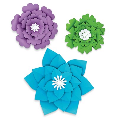 Happily Ever Elementary Creatively Inspired Blue, Purple, Green Flowers Dimensional Accent, 3/Set, 3