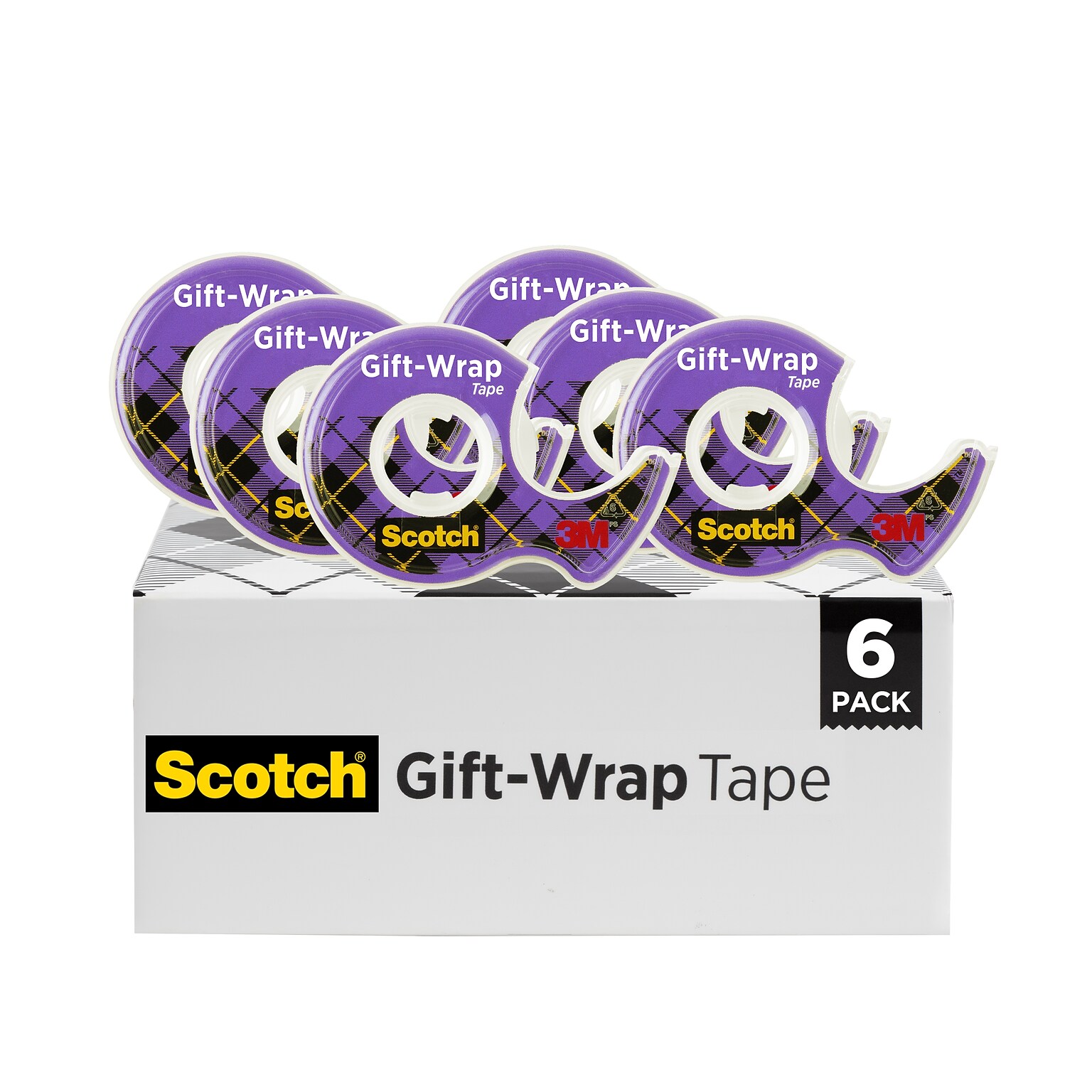 Scotch Gift-Wrap Transparent Tape with Dispenser, 0.75 x 18 yds, 1 Core, 6 Dispensers/Pack (615-SIOC)