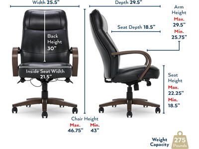 Thomasville Furniture Lockhart Ergonomic Bonded Leather Swivel Executive Chair, Black (51494-BLK)
