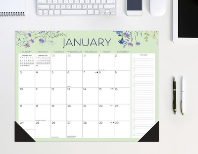 2027 Willow Creek Wildflowers 22" x 17" Monthly Desk Pad Calendar, Assorted Colors (66652)