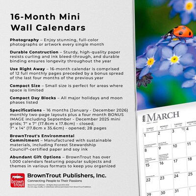 2026 BrownTrout Wildflowers 7" x 7" Monthly Wall Calendar (9798330706358)