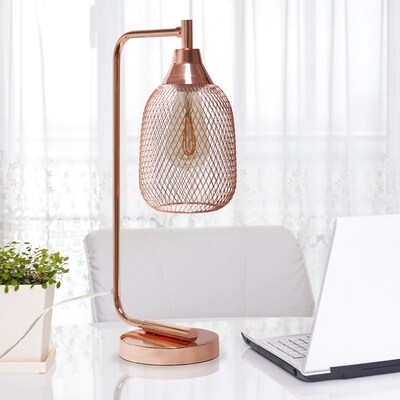 Lalia Home Industrial Mesh Desk Lamp, Rose Gold (LHD-2000-RG)