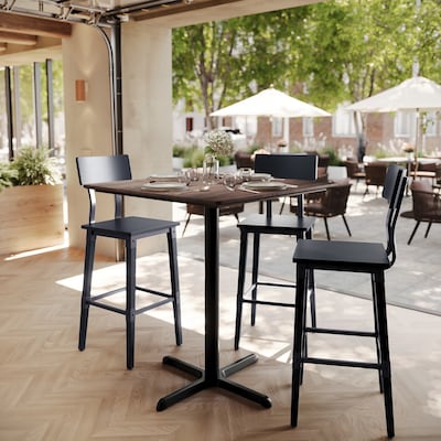 Flash Furniture Acadia Square Wooden Dining Table with X-Base, 36D x 36W, Dark Brown/Black Base (STSQ36WBRT3030B)