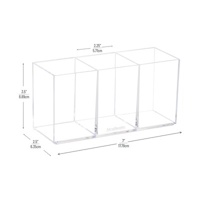 Mind Reader 3-Compartment Plastic Pen and Accessories Holder, Clear (COMPY-CLR)