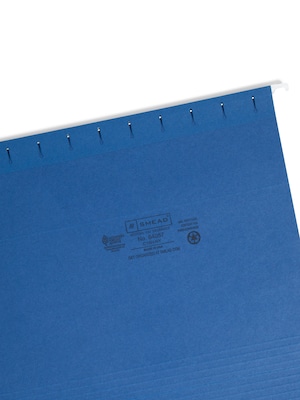 Smead Hanging File Folders, 1/5-Cut Adjustable Tab, Letter Size, Navy Blue, 25/Box (64057)