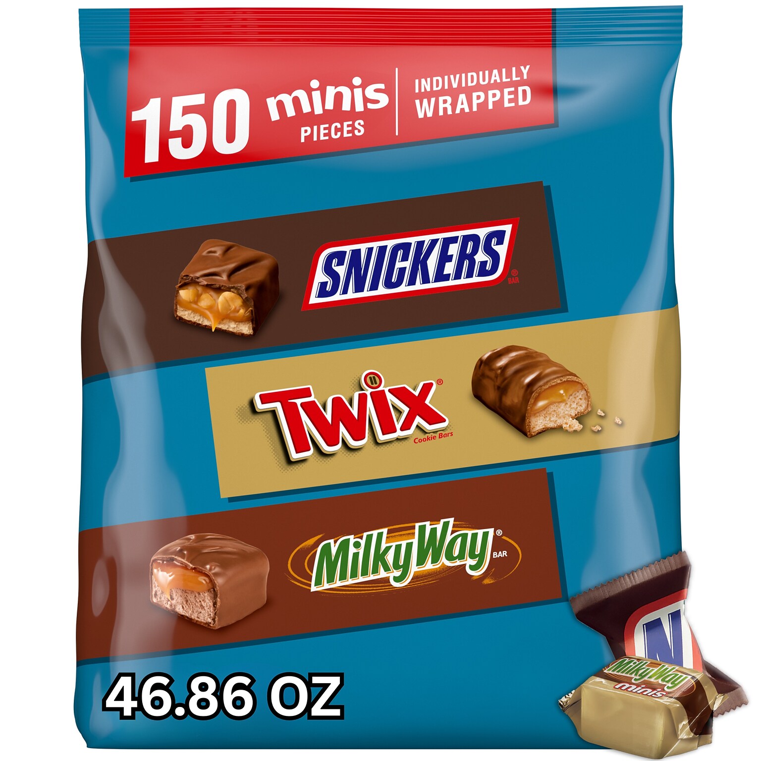 Mars Minis Milk Chocolate Candy Bars Variety Pack, 46.86 oz., 150 Pieces (459751)