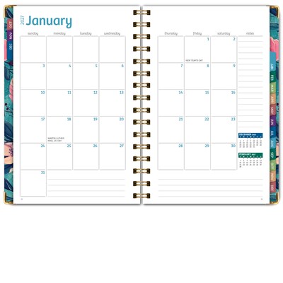 2027 Excello Brands 6" x 8" Weekly & Monthly Standard Planner, Paperboard Cover, Teal Floral (FSHN-CY27-58-17)