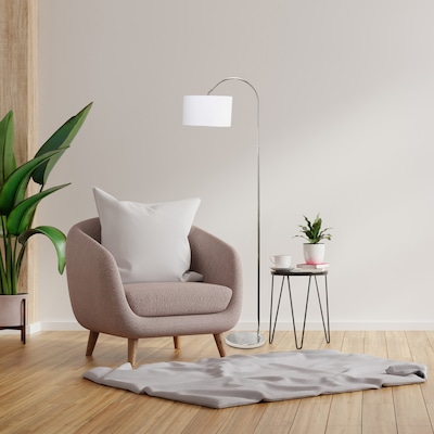 Creekwood Home Vista 66" Brushed Nickel Floor Lamp with Drum Shade, White (CWF-3006-WH-LB)