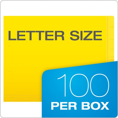 Pendaflex Recycled End Tab File Folder, Straight Cut, Letter Size, Yellow, 100/Box (H110DY)