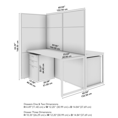 Bush Business Furniture Easy Office 66"H x 60"W 2 Person Back to Back Cubicle Panel Workstation, Natural Elm (EODH46SNE-03K)