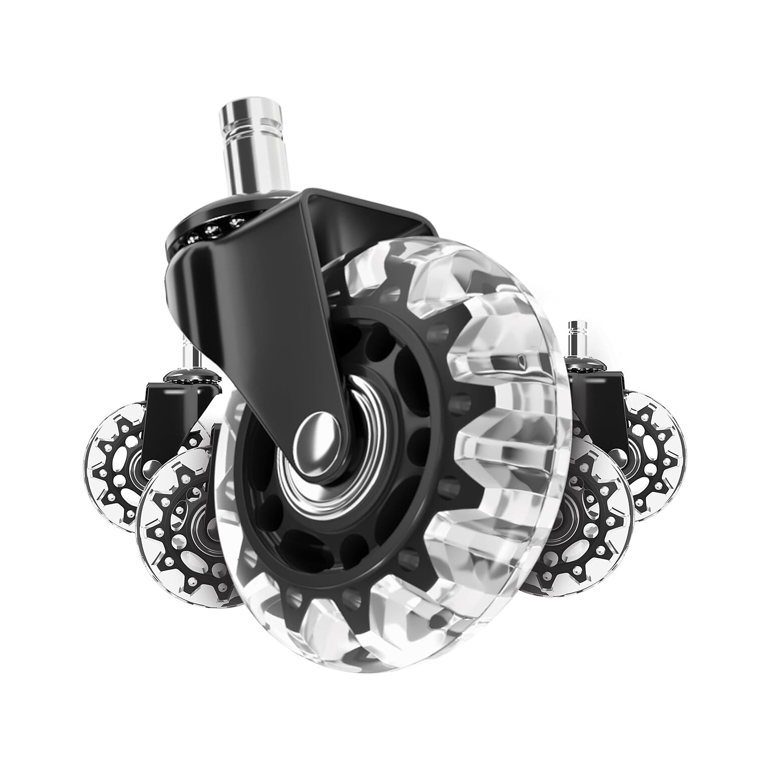 Lifelong Wheels Chair Caster, Clear/Black, 5/Set (B08ZQSGV23)