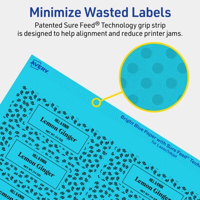Avery Rectangle Multipurpose Labels, 1.25" x 3.75", Bright Blue, 120/Pack (94228)