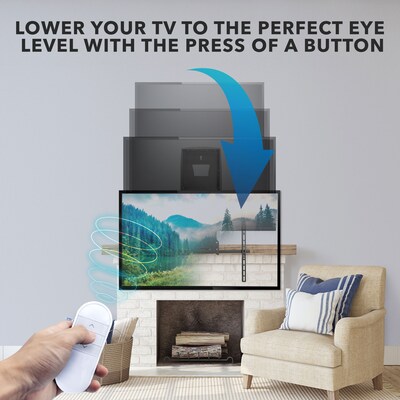 Mount-It! Motorized Fireplace TV Mount with Recessed Base, Fits 42" to 80" TVs, Holds 110 lbs., Black (MI-302)