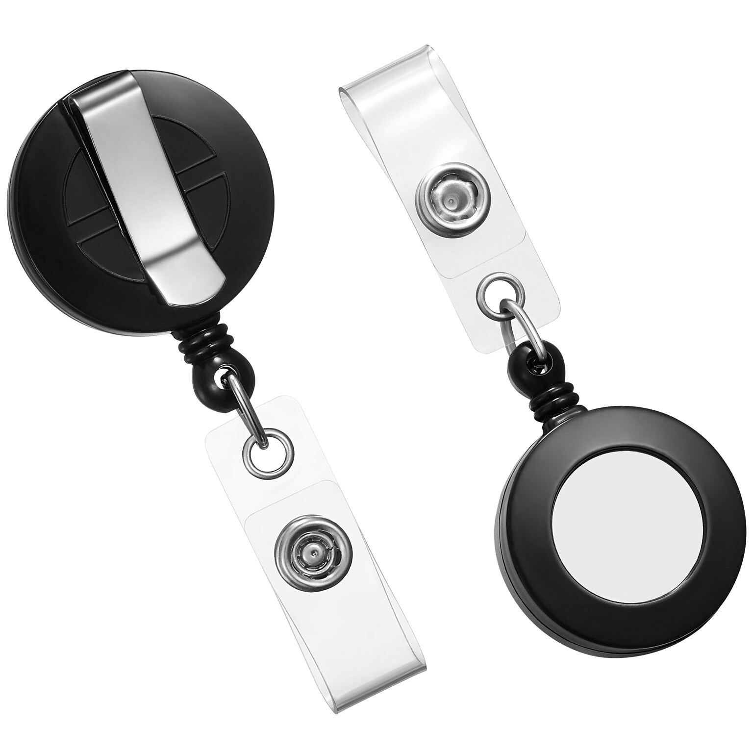 Staples Badge Reels, 30 Retractable Cord Length, Vinyl/Metal, Black, 25/Pack (18913/3748022)
