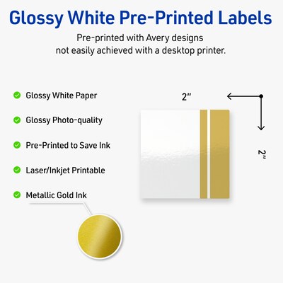 Avery Laser/Inkjet Square Multipurpose Labels, 2 x 2, White, 120/Pack (S00-DKC)
