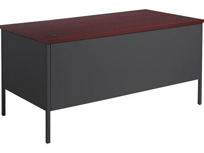 HON Metro Classic 60W Double Pedestal Desk, Mahogany/Charcoal (HONP3262NS)