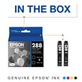 Epson T288s Black Standard Yield Ink Cartridge, 2/Pack (T288120-D2)
