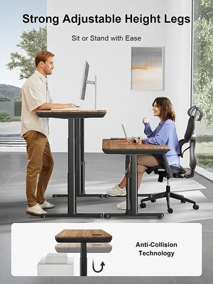 ErgoAV 56.7"W Electric Rectangular Adjustable Standing Desk, Walnut (ERDS1-01W)