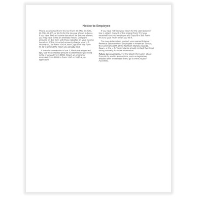 ComplyRight 2024 W-2C Tax Form, 1-Part, Copy 2/C, 50/Pack (531650)