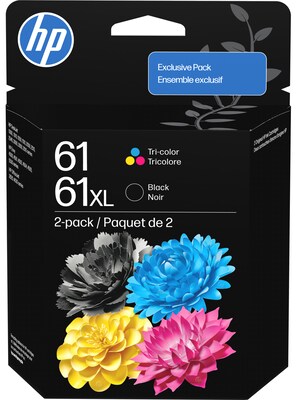 HP 61XL/61 Black High Yield and Tri-Color Standard Yield Ink Cartridge, 2/Pack (C0PA6AN)
