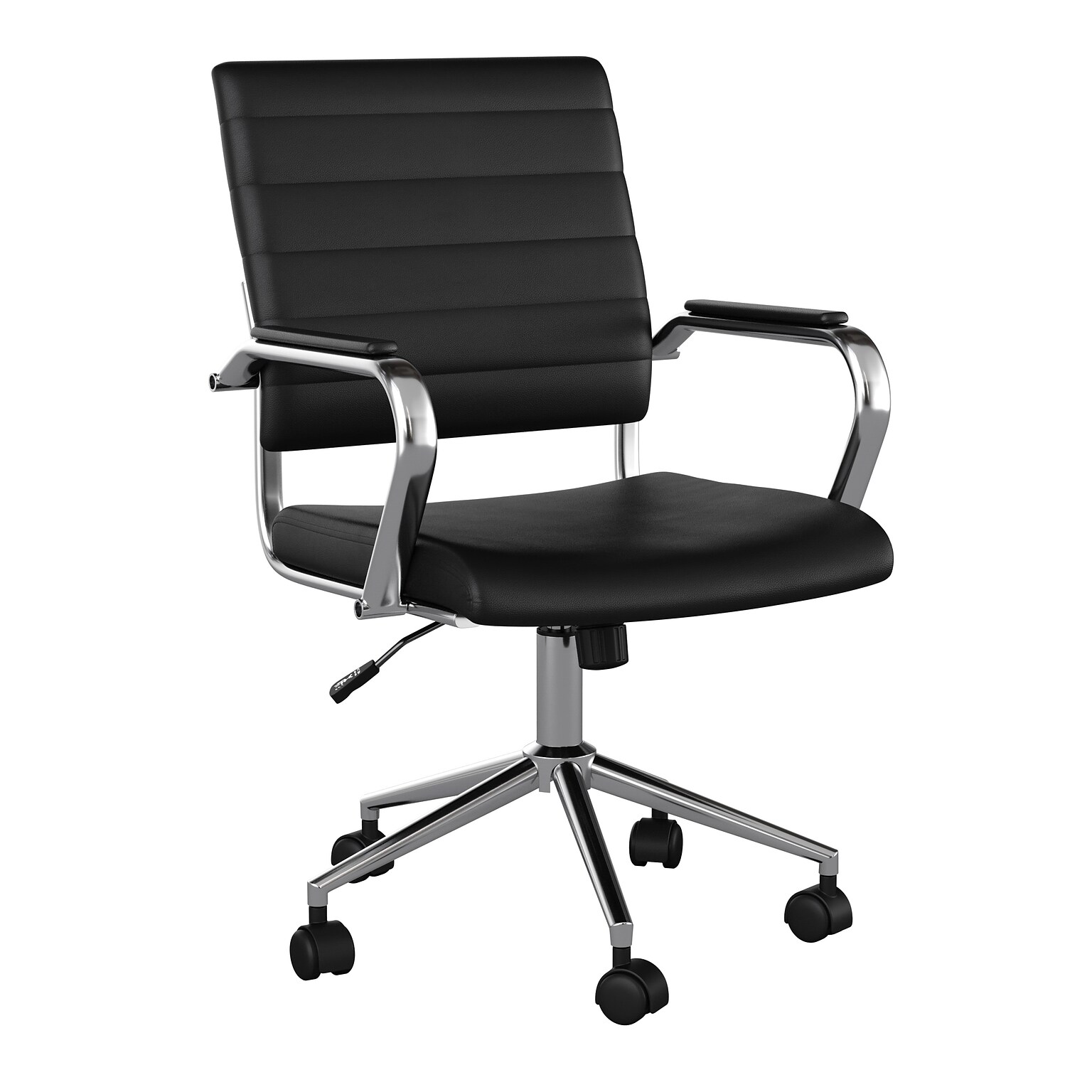 Martha Stewart Piper Faux Leather Swivel Executive Chair, Black/Polished Nickel (CH2209212BK)