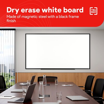 TRU RED™ Magnetic Steel Dry Erase Board, Black Frame, 8' x 4' (TR61183)