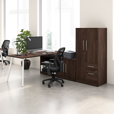 Bush Business Furniture Vista Wardrobe Cabinet with Drawers, Black Walnut (VSS130BWK)
