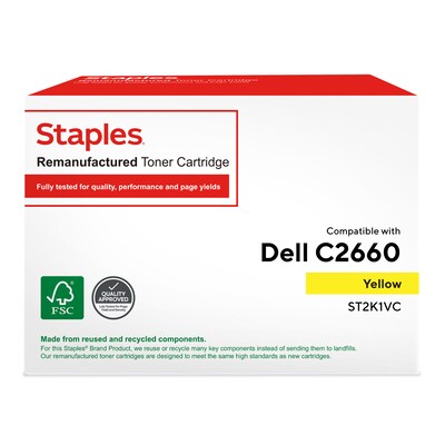 Staples Remanufactured Yellow High Yield Toner Cartridge Replacement for Dell (TR2K1VC/ST2K1VC)