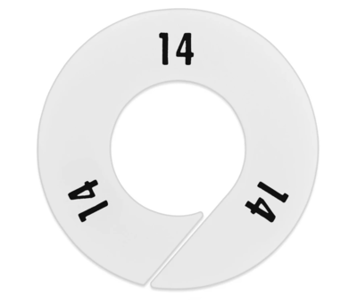 Nahanco Round Clothing Rack Size Divider, White with Black Print, Size 14 (CWB14)