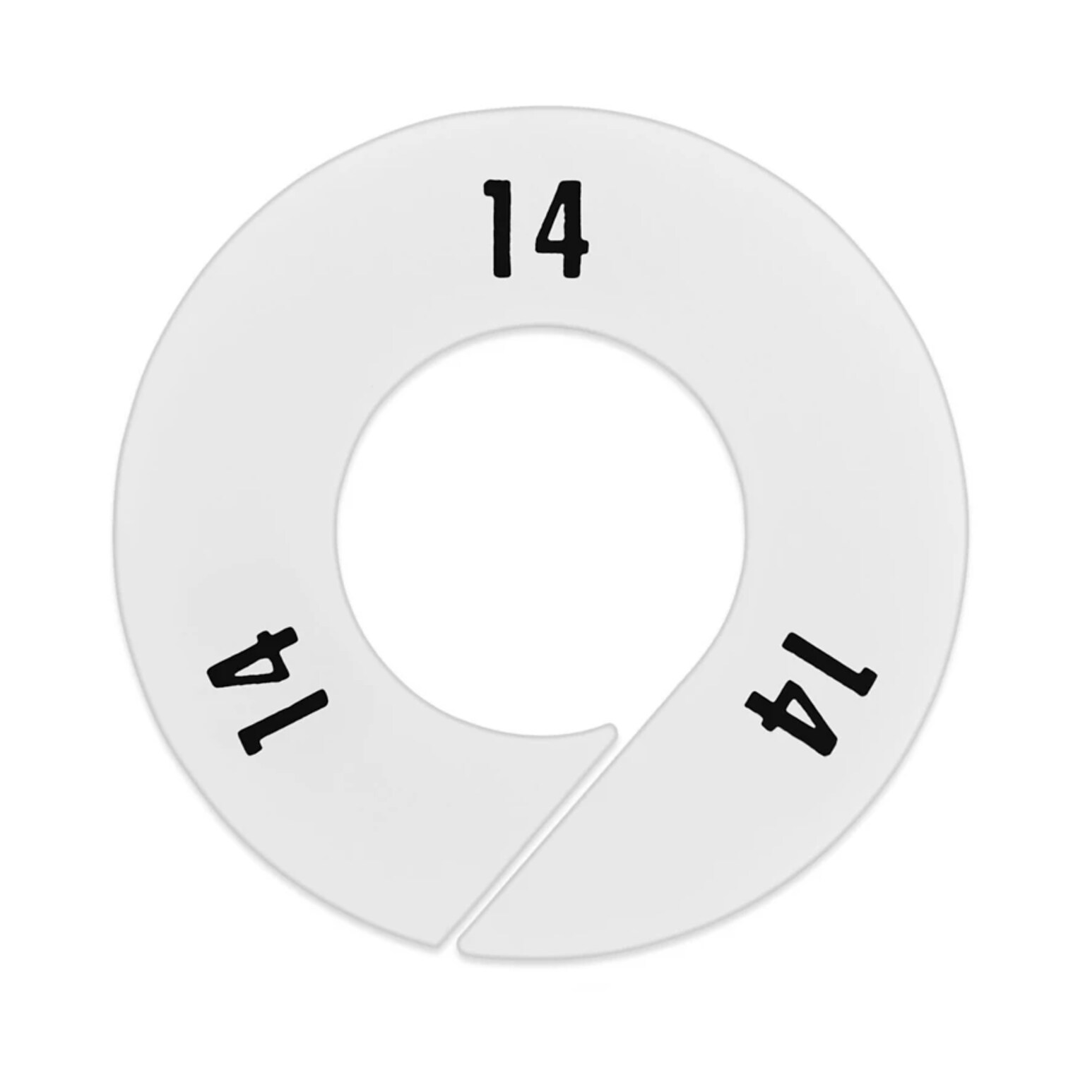 Nahanco Round Clothing Rack Size Divider, White with Black Print, Size 14 (CWB14)