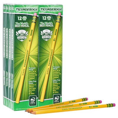 Ticonderoga The Worlds Best Pencil Wooden Pencil, 2.2mm, #2 Soft Lead, 96/Pack (13872/13882)