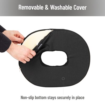 Mind Reader Donut Pillow Seat Cushion with Air-Cloud Technology, Black (DOSEAT-BLK)