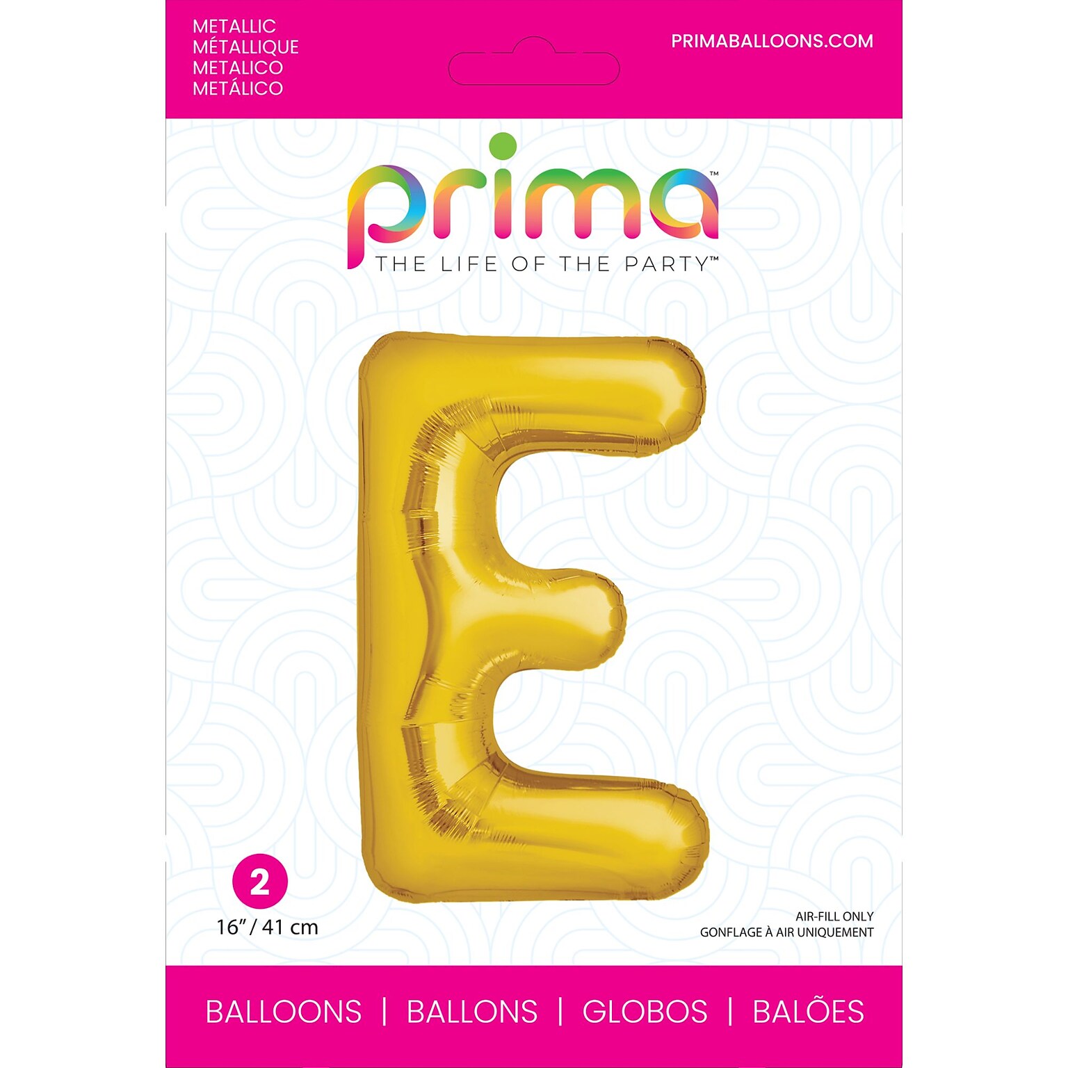 Party City (Air-Filled) 16 E Foil Balloon, Gold, 2/Pack (AM60050218-19)