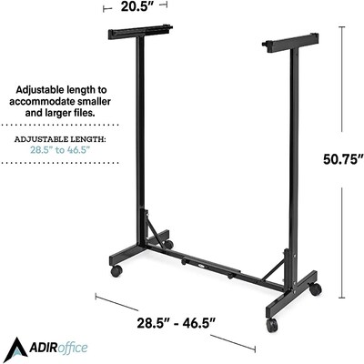 AdirOffice Metal Mobile File Cart with Swivel Wheels, Black (615-BLK-PKG)