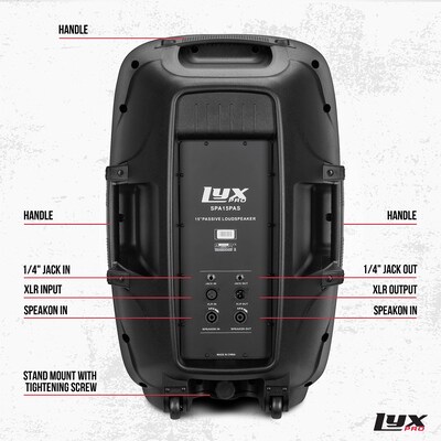LyxPro 15 Inch Passive DJ PA Speaker System (LYXSPA15PAS)