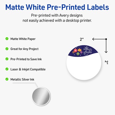 Avery Circle Multipurpose Labels, 2 Dia., White, 120/Pack (19479370440)